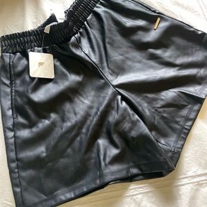 Fabletics Black Faux Leather Shorts